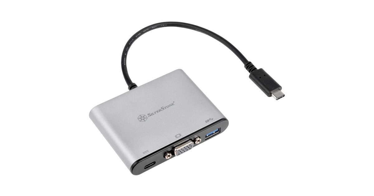 SilverStoneUSB-C naar VGA adapter  (Zilver/zwart)