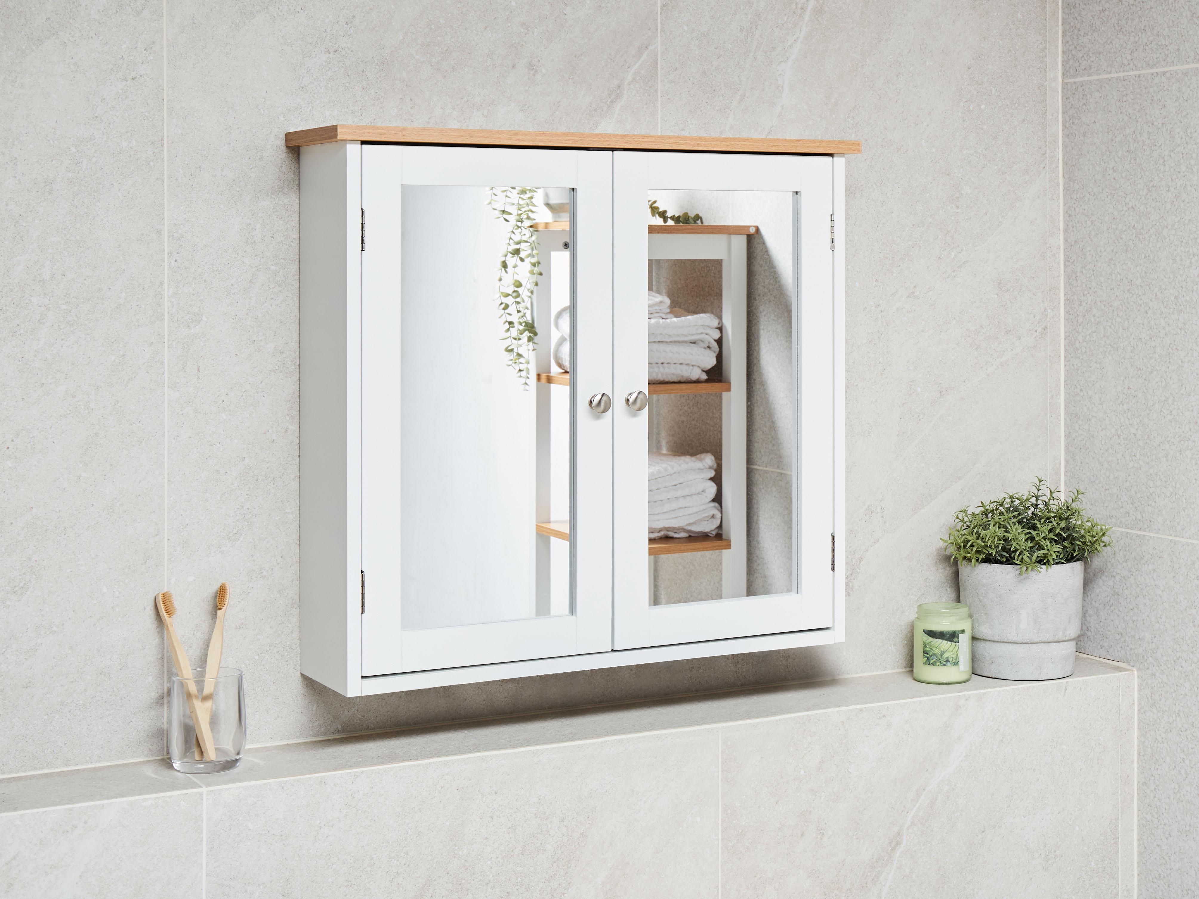 Badkamer wandkast met spiegel ALAMOS 65 cm 60 cm Wit