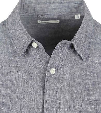 KnowledgeCotton Apparel Overhemd Linnen Vintage Indigo 1090011-1226 kopen