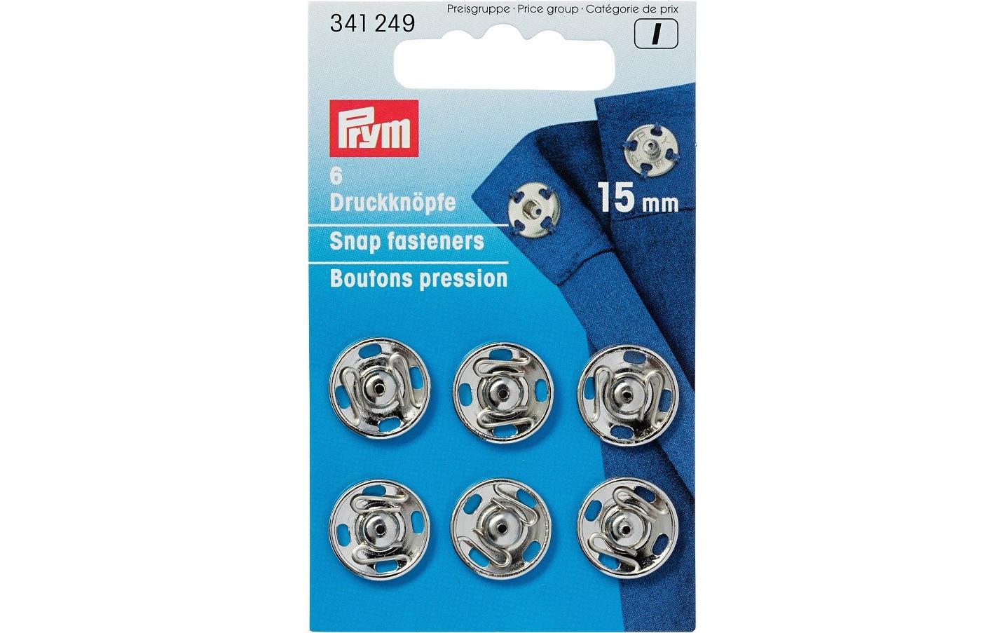 Druckknöpfe Ø 15 mm, Silber, 6 StückStylishe Annähdruckknöpfe, nickelfrei