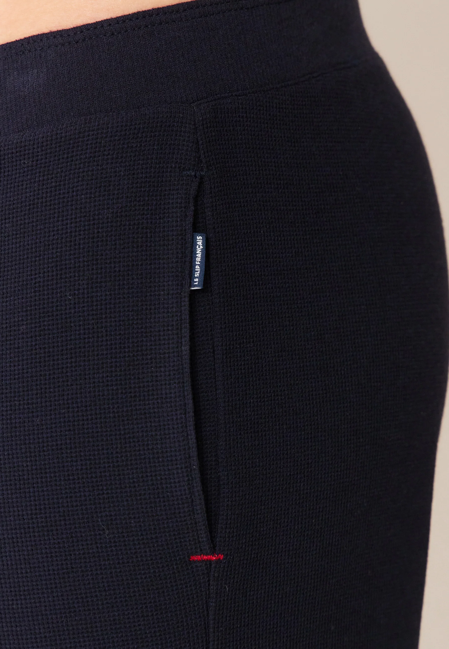 Short de pyjama en coton texturé-Marc Olivier Marine