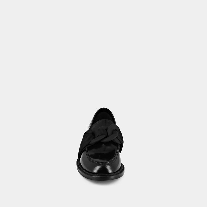 Mocassins à nœuds  en cuir glacé noir