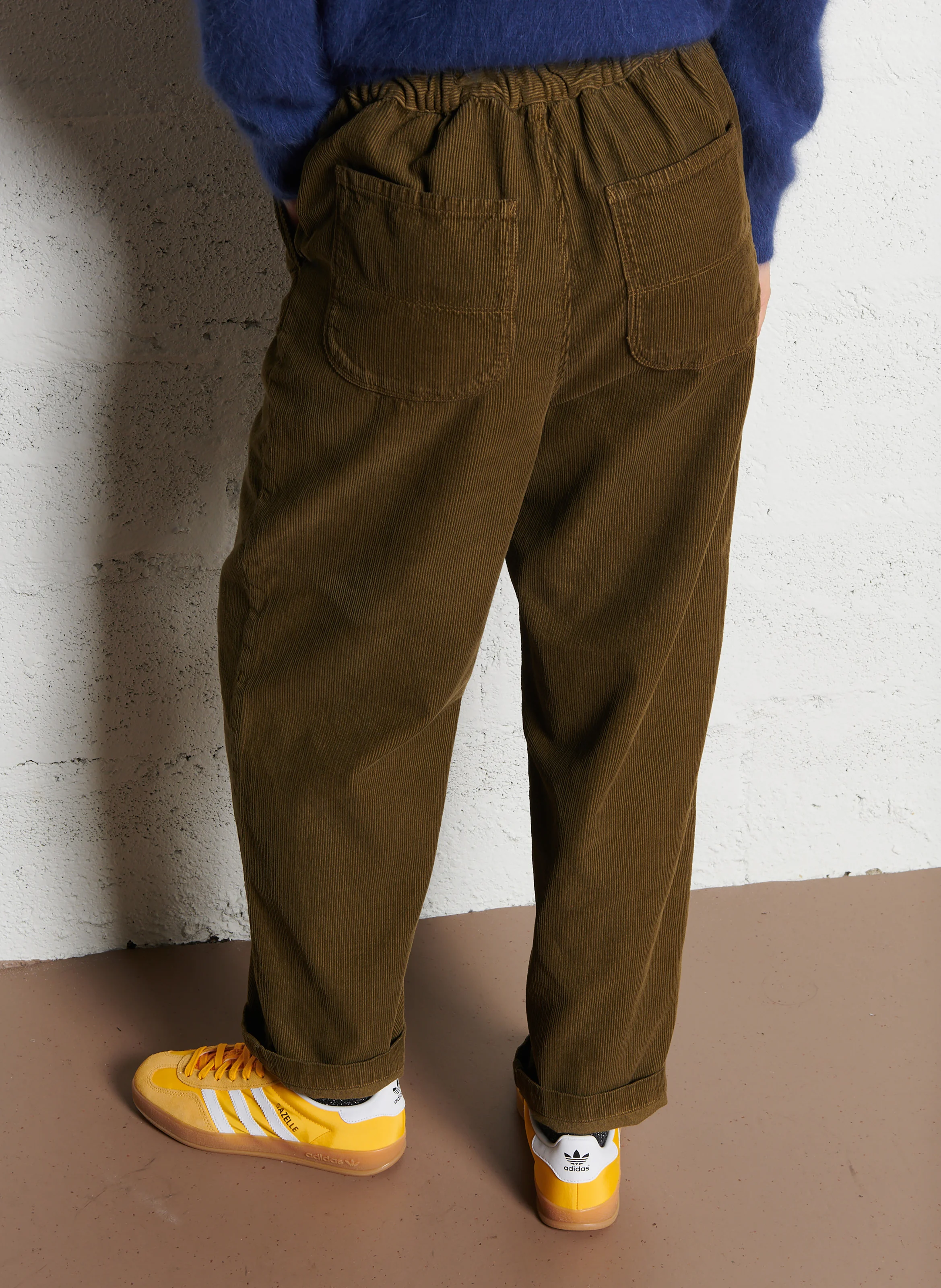 PASOP - Pantalon droit taille haute en velours côtelé | Marron