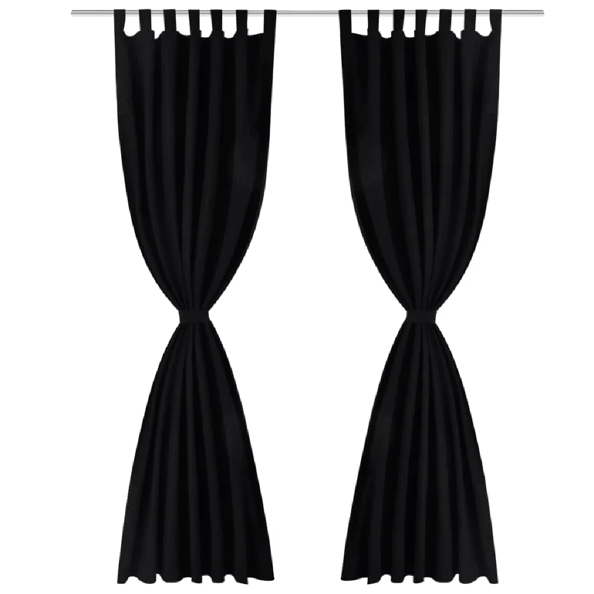 VidaXL Rideau à Passant 2 pcs - Noir