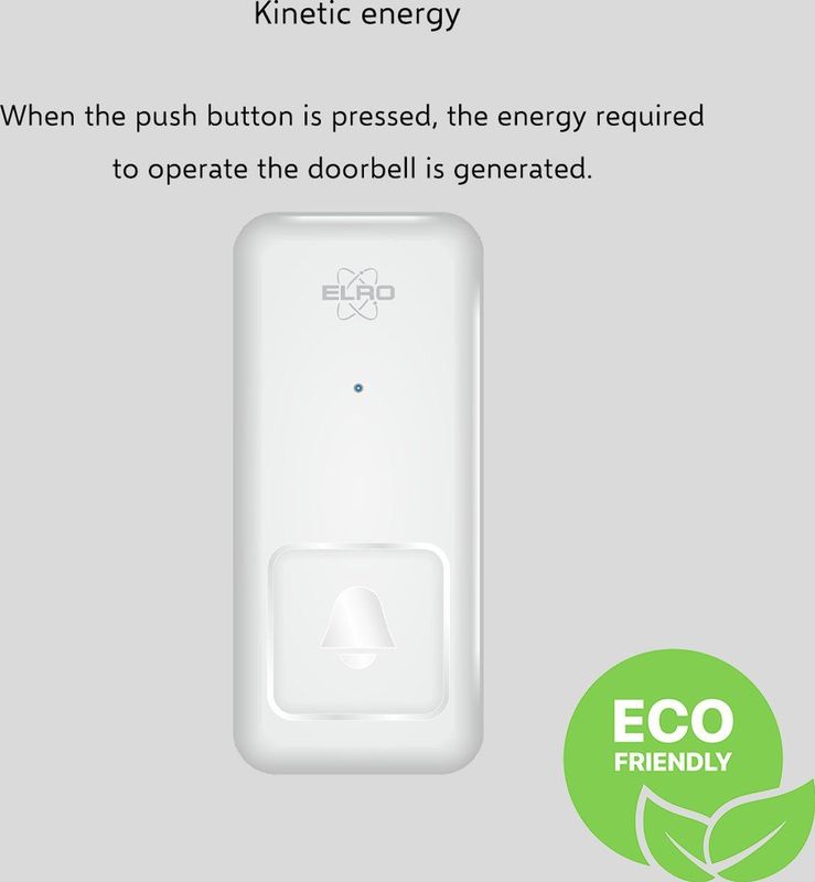 ELRO DB4000 Draadloze Kinetische Deurbel Set – met 2x Plug-in Ontvanger met Stopcontact – Geen Batterijen nodig
