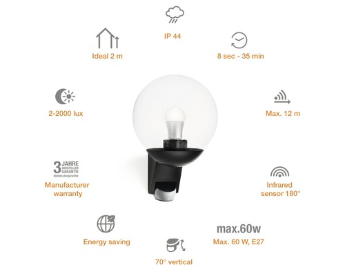 Steinel Sensor Buitenwandlamp, 1-lichts, 303x215 mm, L 585 S, Zwart