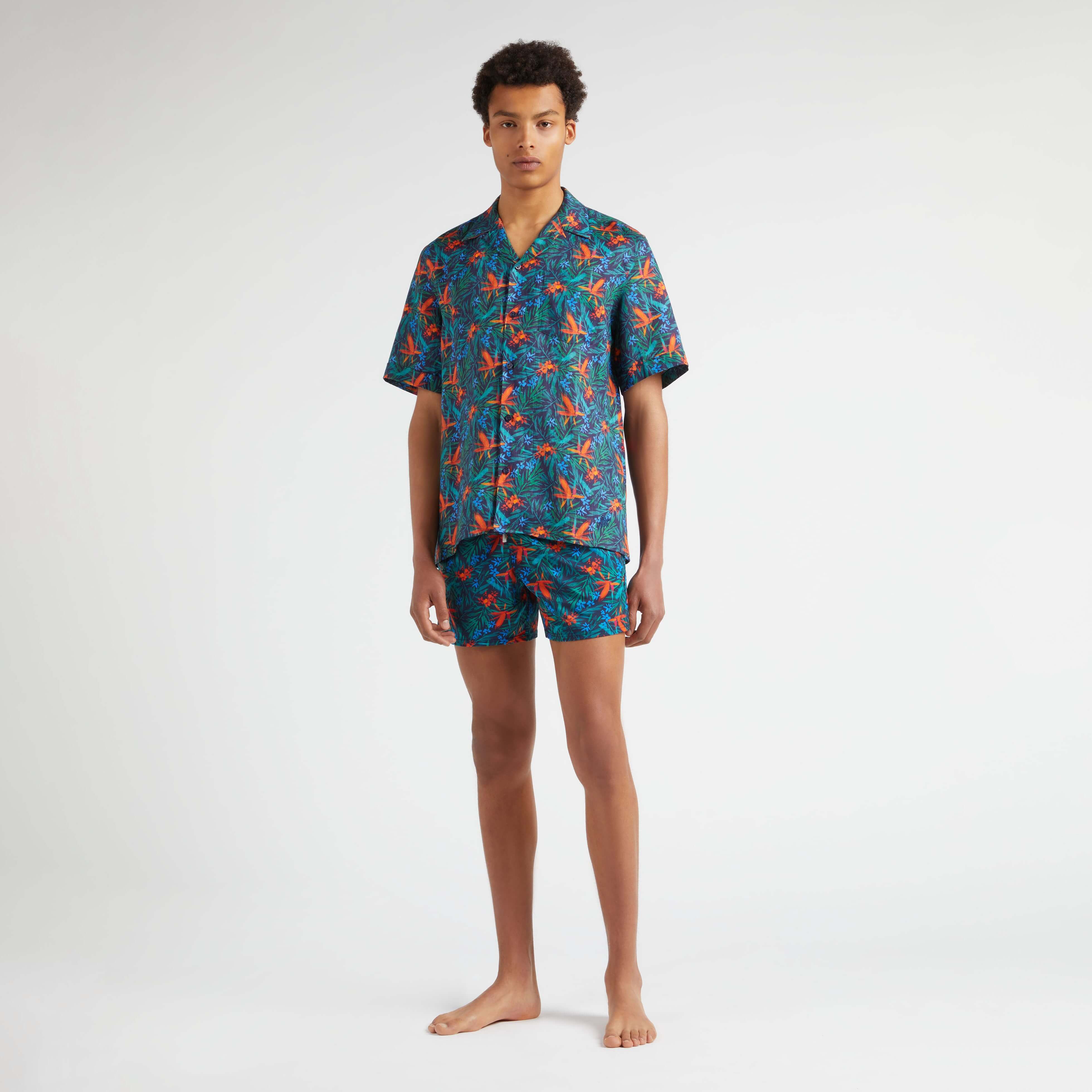 Chemise Bowling en Lin Homme Tropical Flowers