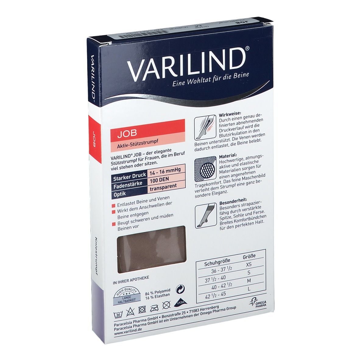 VARILIND® Job Kniestrümpfe 100 DEN muschel Gr. M (40-42,5)
