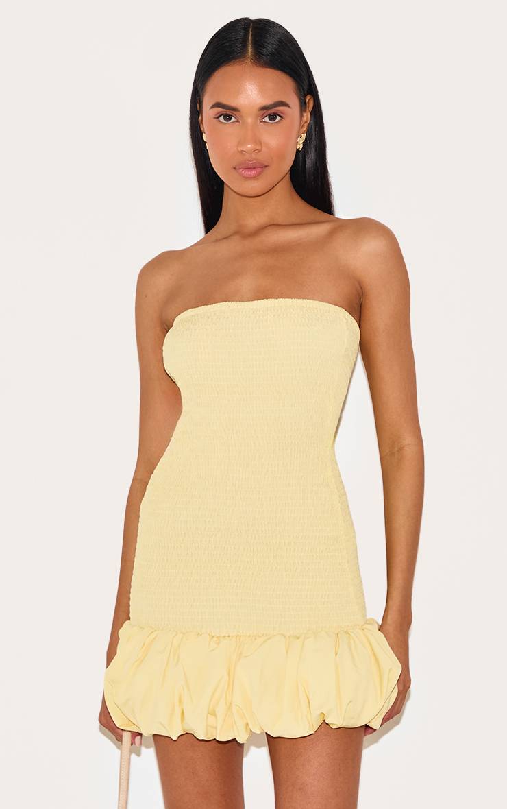 Citron Robe Moulante Bandeau Froncée