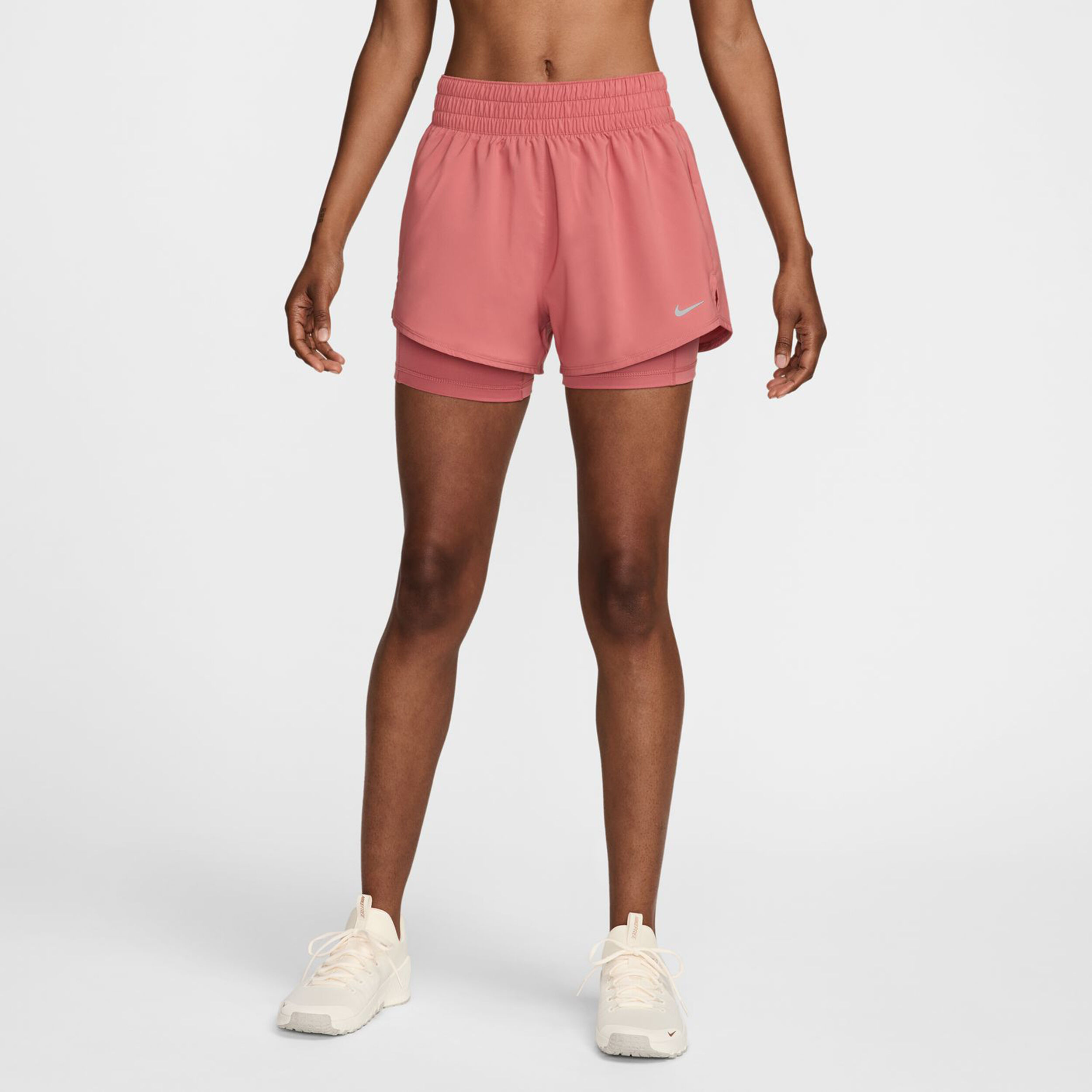 Nike Dri-Fit 3in High-Waisted 2in1 Shorts Femmes - Pink , Argent