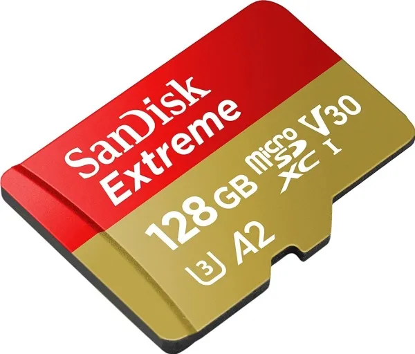 SanDisk Extreme - Flashhukommelseskort (microSDXC til SD adapter inkluderet) - 128 GB - A2 / Video Class V30 / UHS-I U3 / Class10 - microSDXC UHS-I