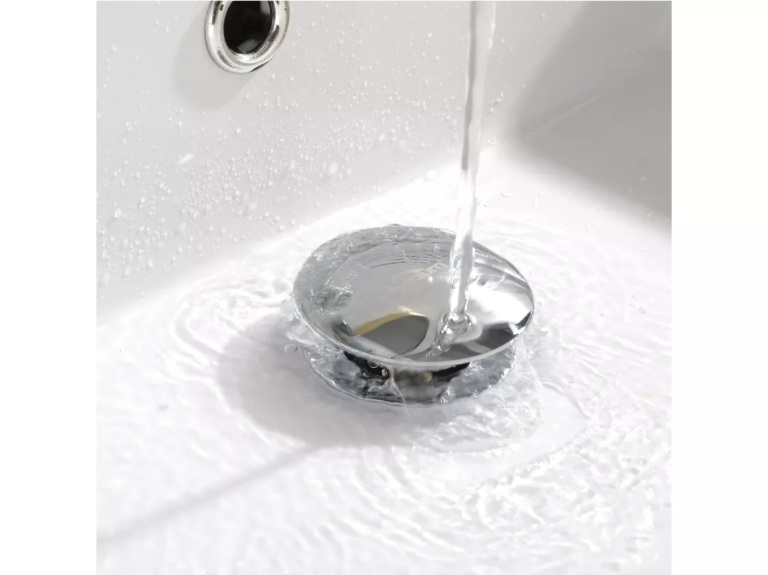 Bonde Lavabo Rond Chromé Pop-Up Surface Grande avec Trop-Plein Automatique Pusser Ouvrir Accessoire Evier,Lavabo, Baignoire Salle Bain,EU Modèle