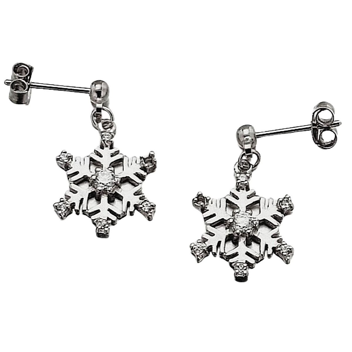 Boucles d'oreilles pendantes flocon de neige en argent