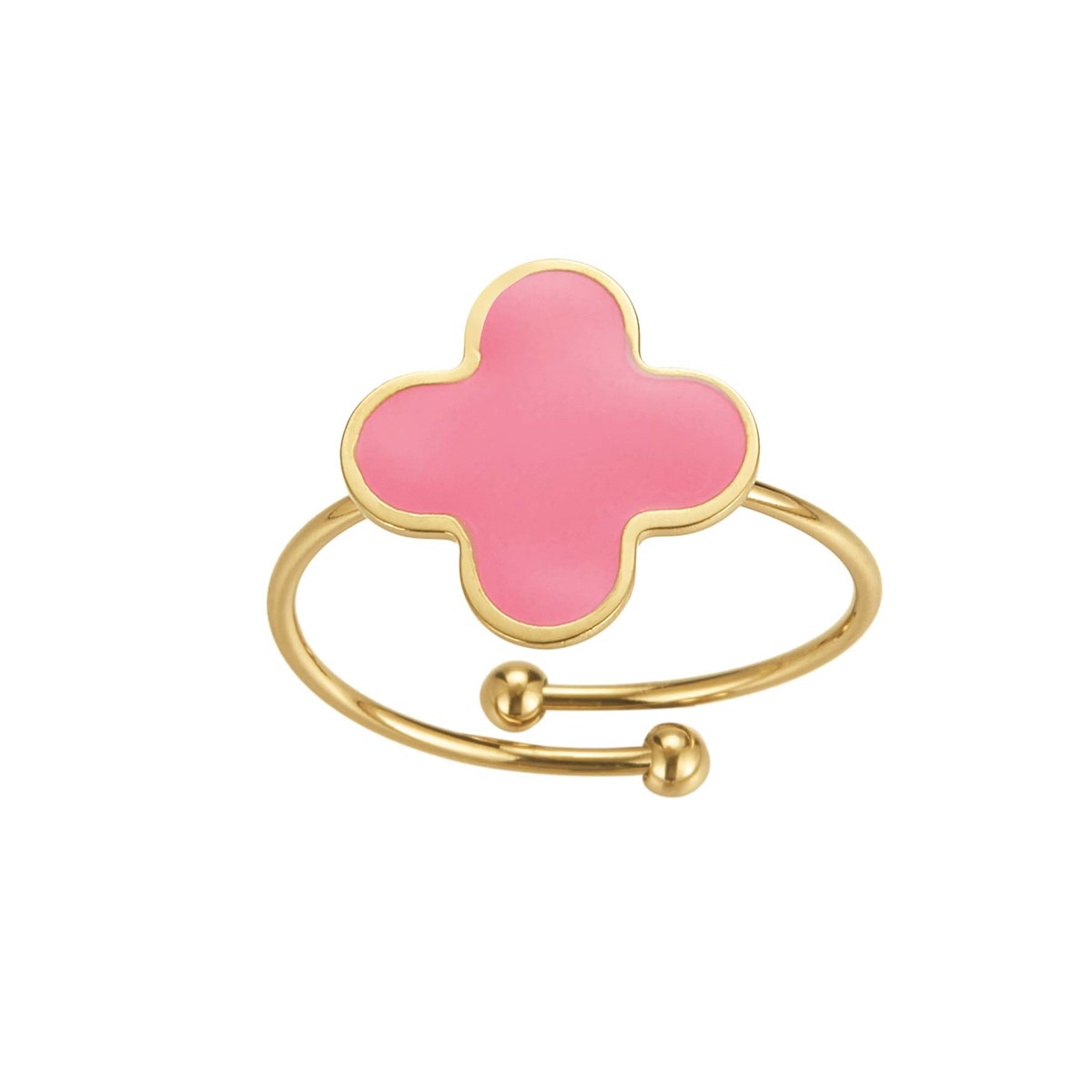Bague Trefle rose doré or