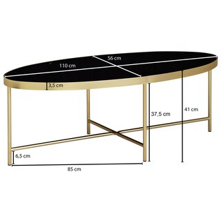 Couchtisch 110 x 56 cm Goldfarbig/ Schwarz