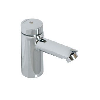 Schell Petit SC 1-gats wastafelkraan v. koud of voorgemengd water zelfsluitend m. handbediening chroom