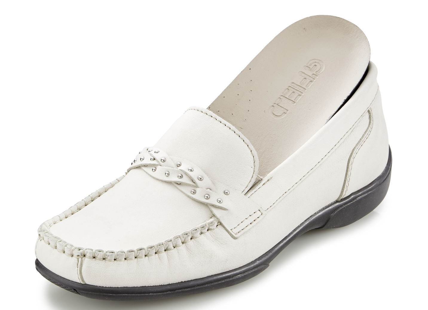 ELENA EDEN Mokassin-Slipper mit nietenbesetzter Spange