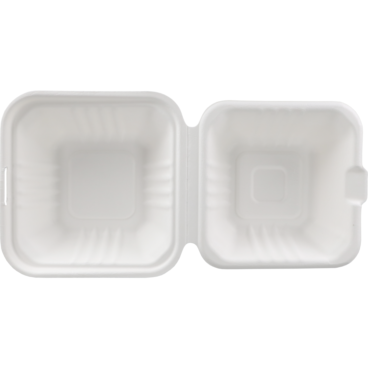 Bak, Bagasse (suikerrietpulp), hamburgerbox, 150x150x78mm, wit