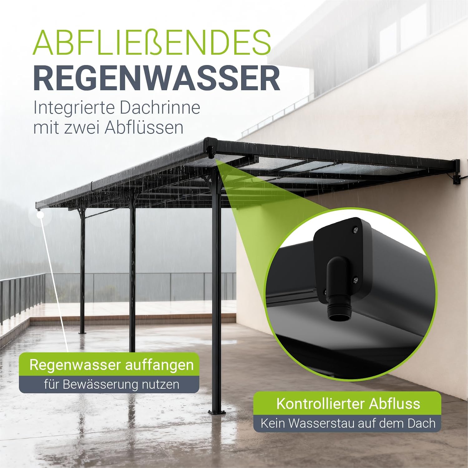 Juskys Terrassenüberdachung Borneo 5,5 x 3 m — Sonnenschutz aus Aluminium mit grauen Doppelstegplatten — Terrassendach zur Wandmontage in Dunkelgrau