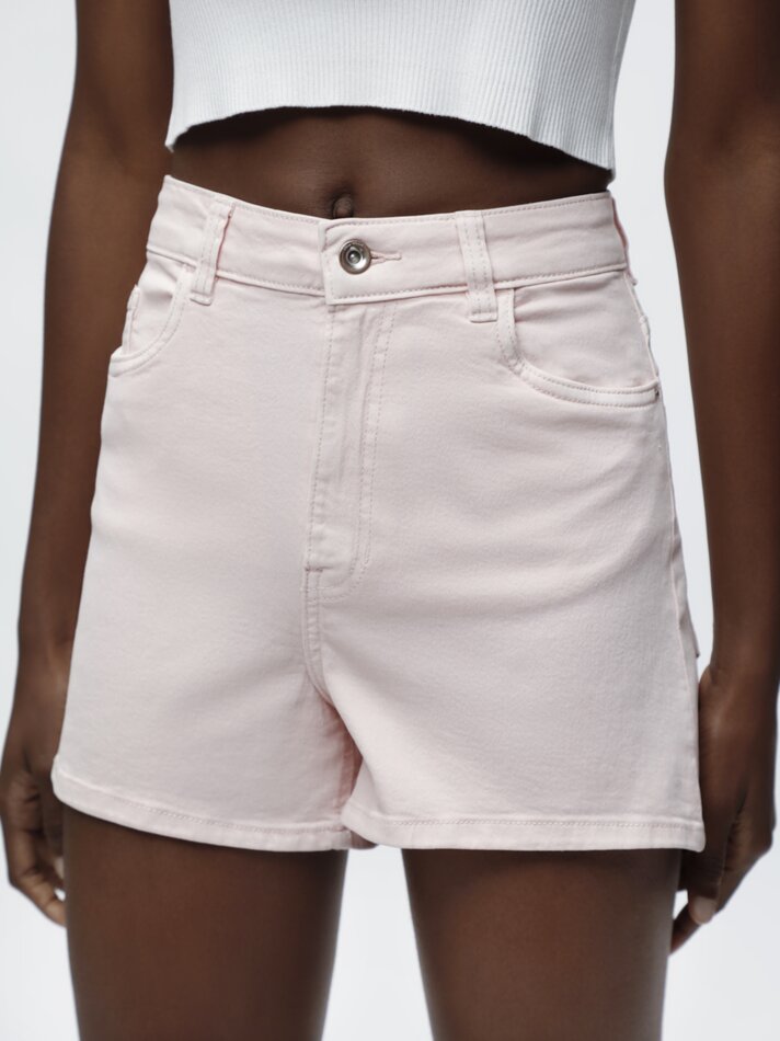 Shorts jeans básicos - Rosa Pastel
