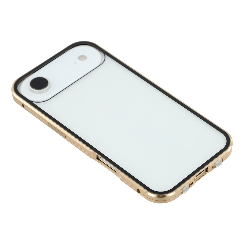 iPhone Air Magnetische Alu Schutzhülle mit Panzer Glas Backcover   Displayschutz (Magnet-Technologie) - Gold
