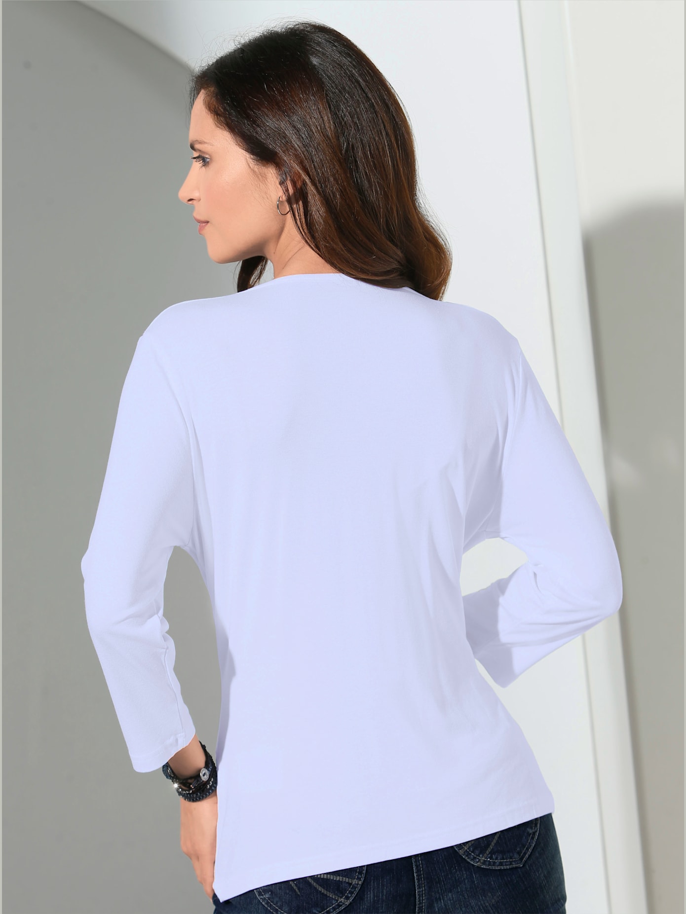 T-shirt femme souple col bénitier manches 3/4