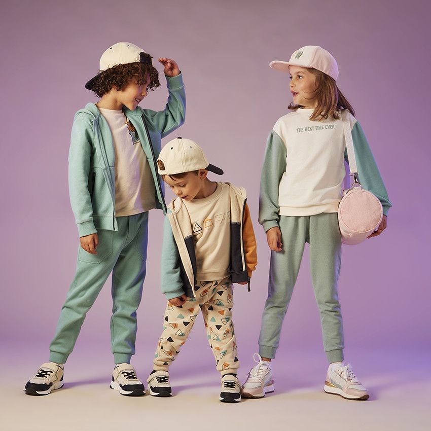 Jogging en molleton uni pour fille - Bleu moyen