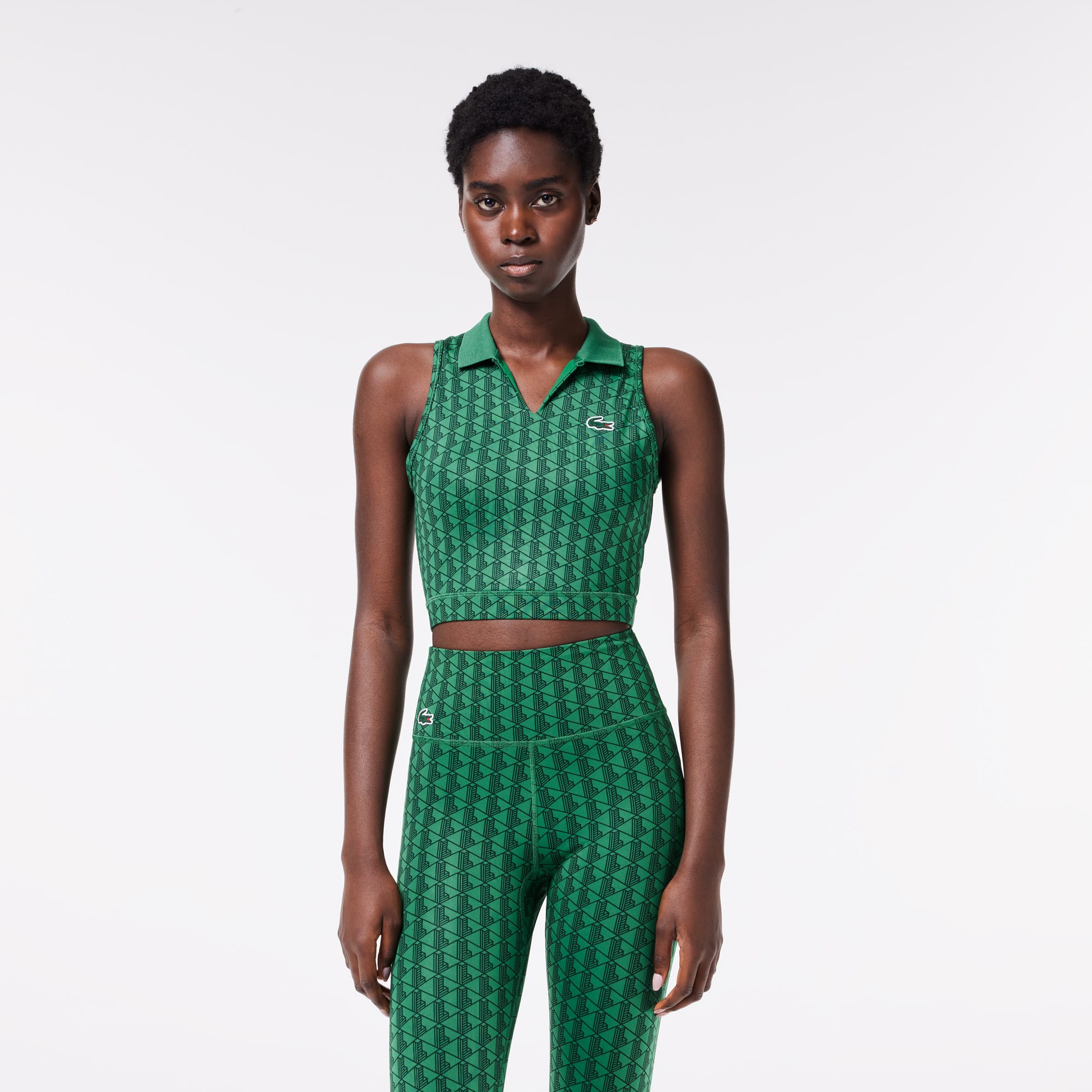 Brassière Sport extensible à imprimé monogramme Brassières & Leggings - Vert - Lacoste - Femme