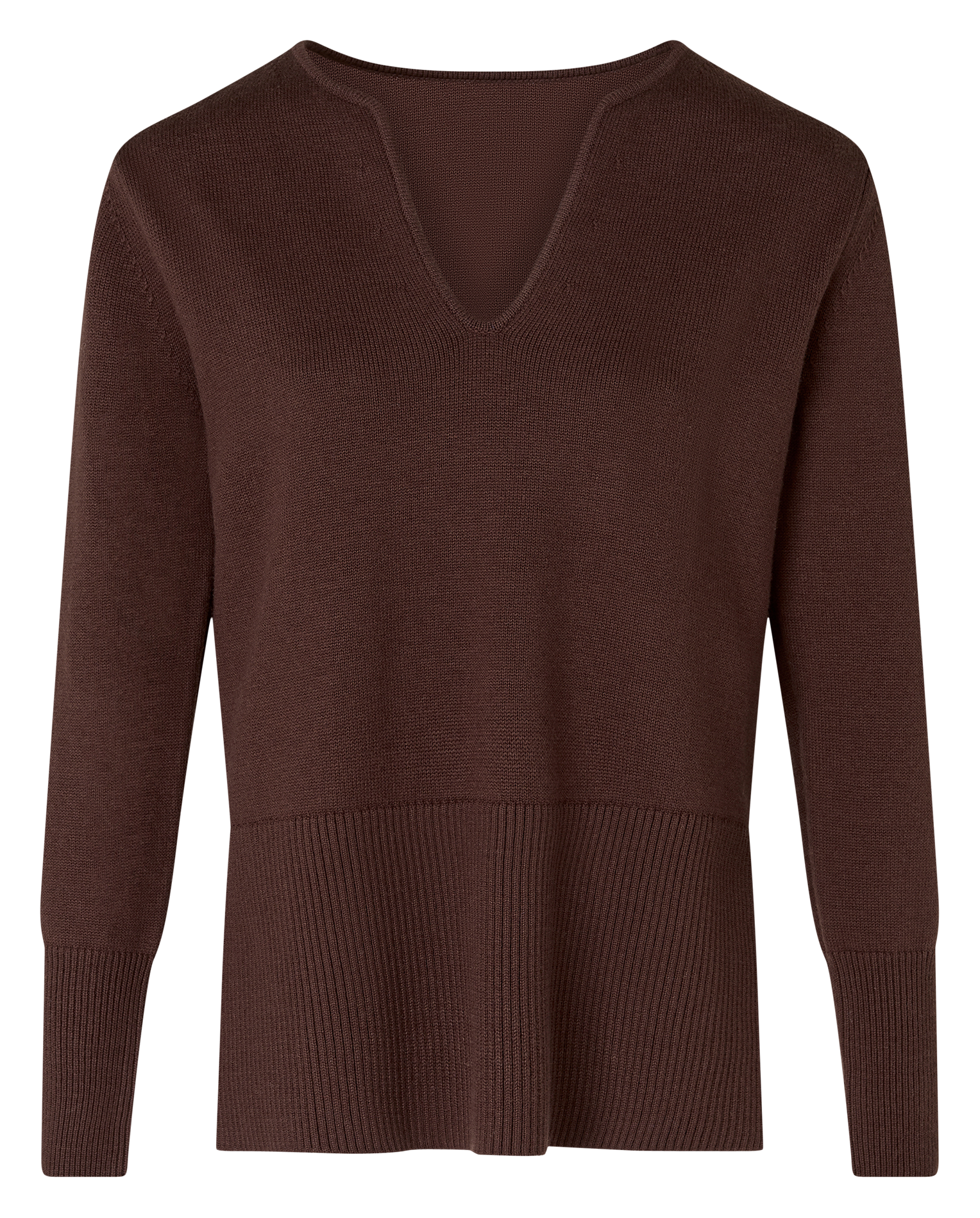 NALANI - Pull col V en laine mélangée | Marron