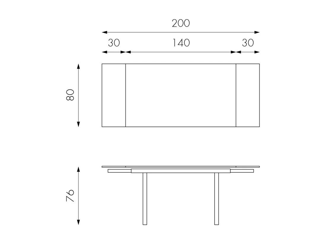 Tommy Table Extensible (140/200 x 80 cm) en Verre Trempé Blanc