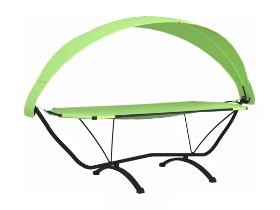 Lit de repos d'extérieur avec auvent Vert Acier et tissu Oxford