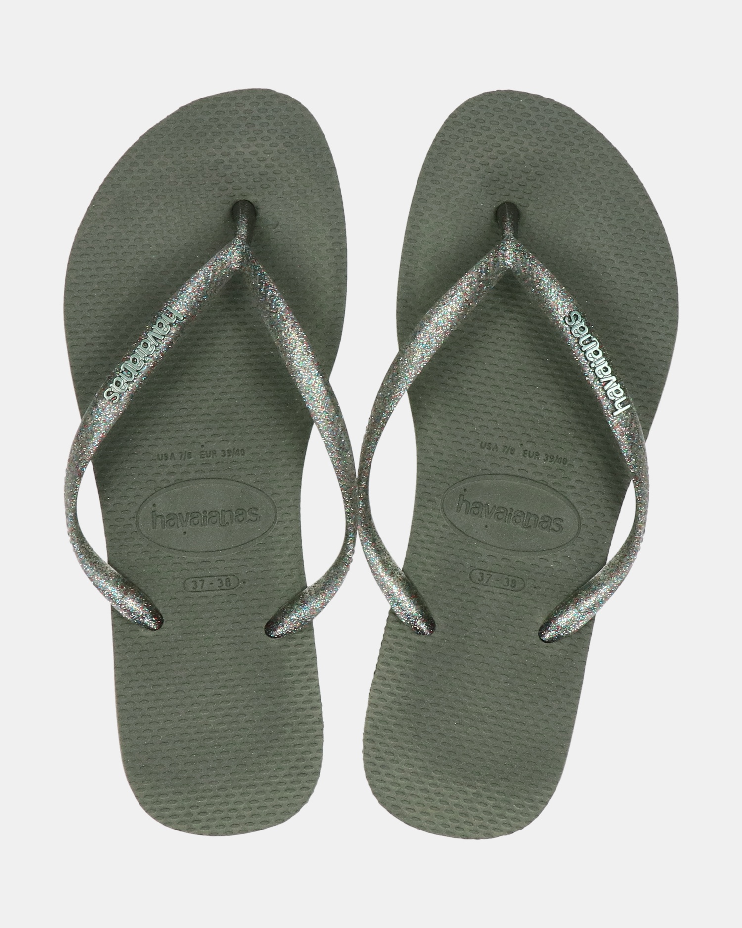 Havaianas Slim Logo Metallic Slippers  - groen