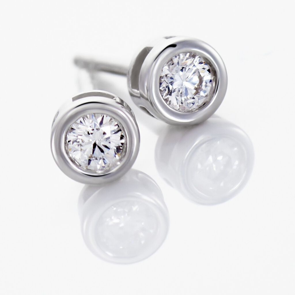 Boucles D'oreilles Puces Or Blanc Agota Diamants