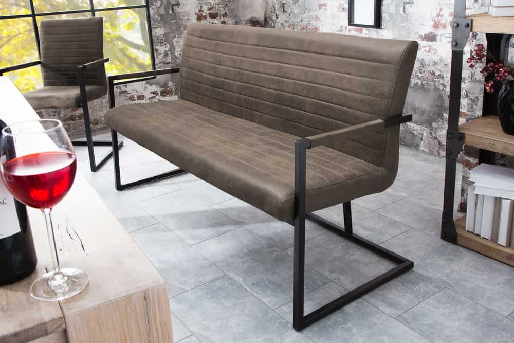 Industrial Freischwinger Bank LOFT 160cm taupe mit Armlehne