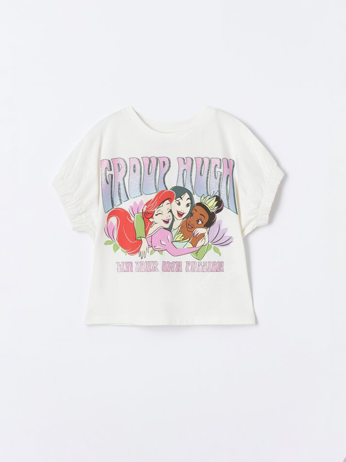 Camiseta com estampa de princesa ©DS - Off-White