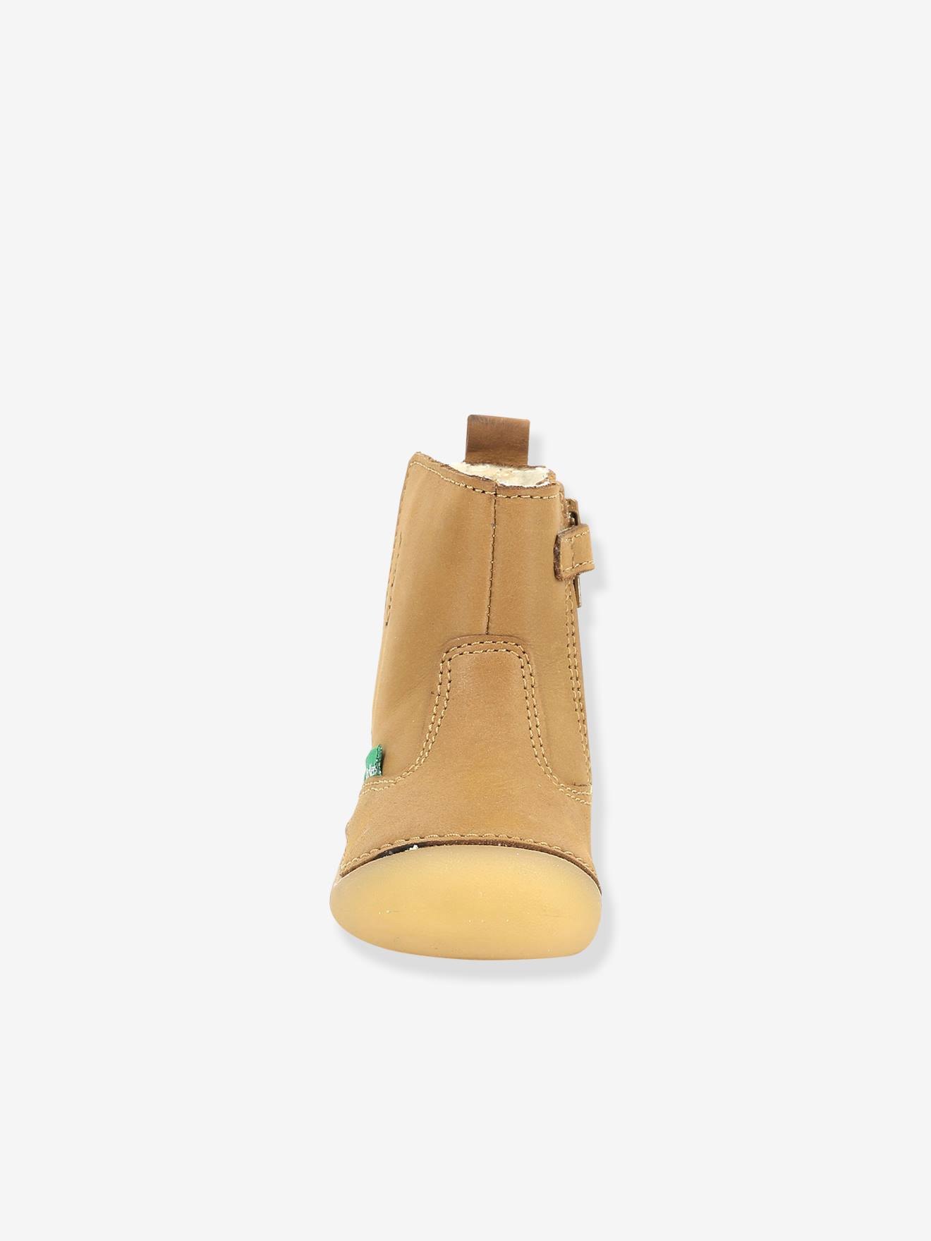 Sapatinhos de couro para bebê Socool Cho KICKERS® First Steps, bege claro, lisos