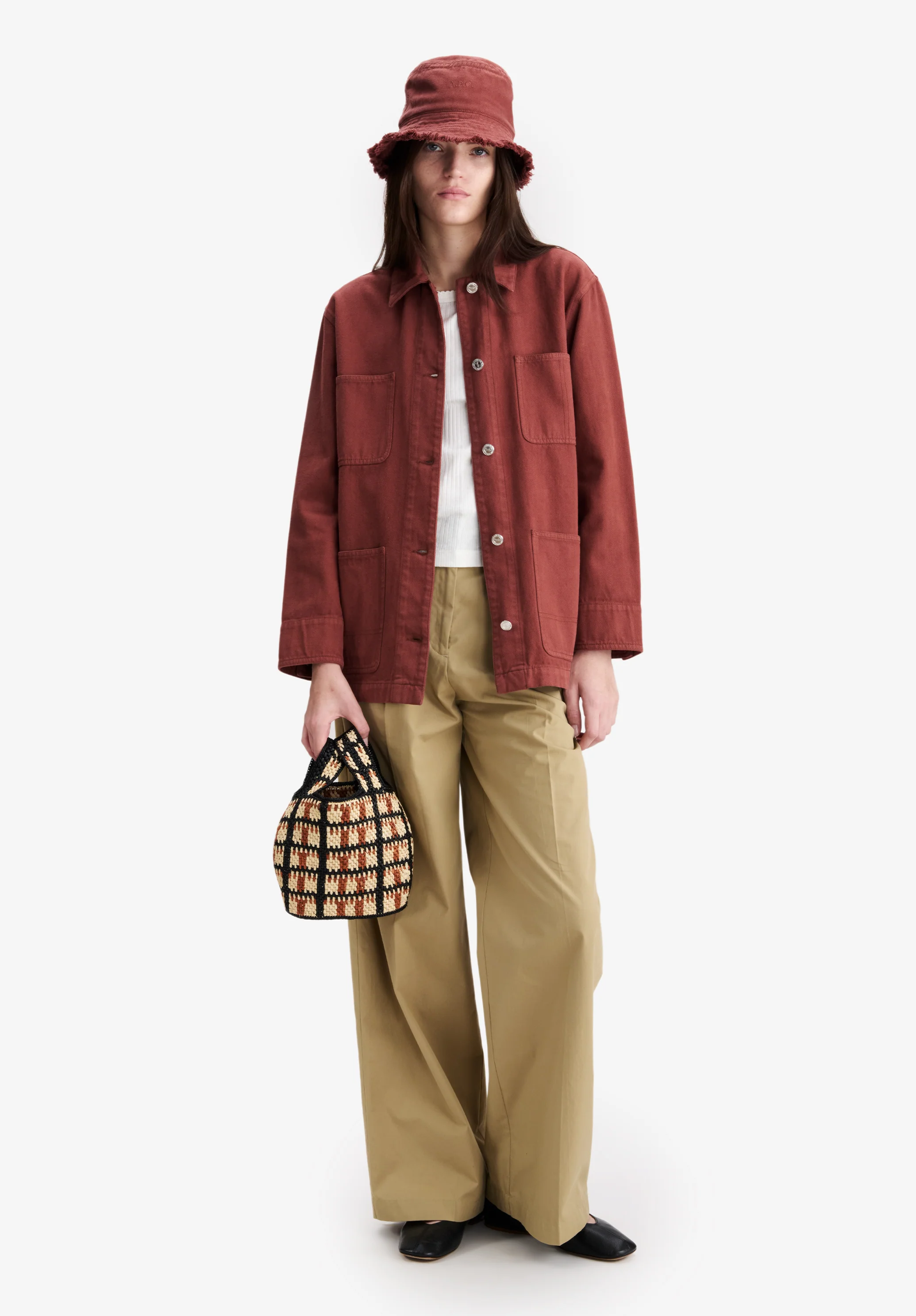 Veste workwear bordeaux en coton recyclé - Bordeaux