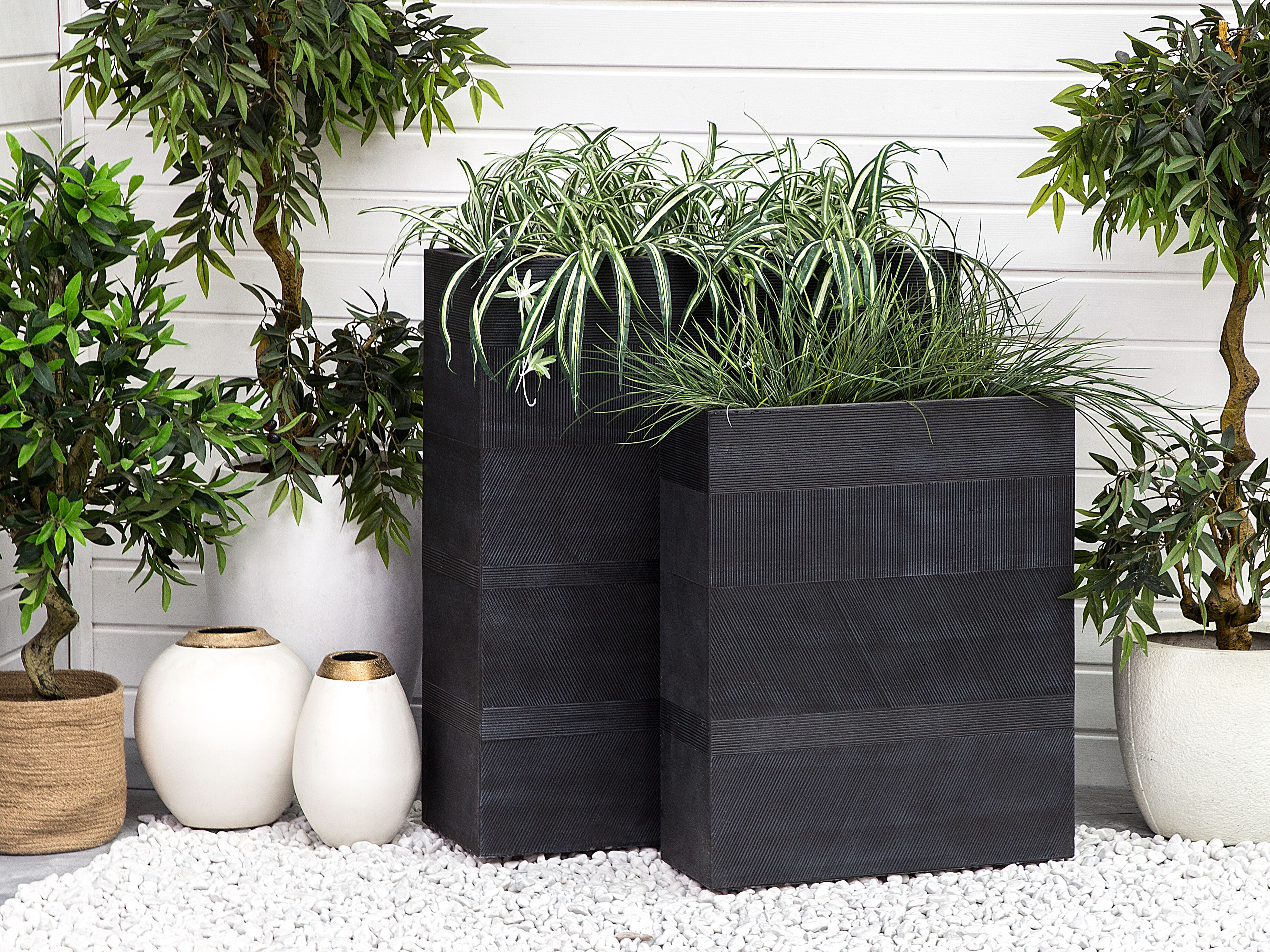 Bloempot THIMENA 80 cm Zwart
