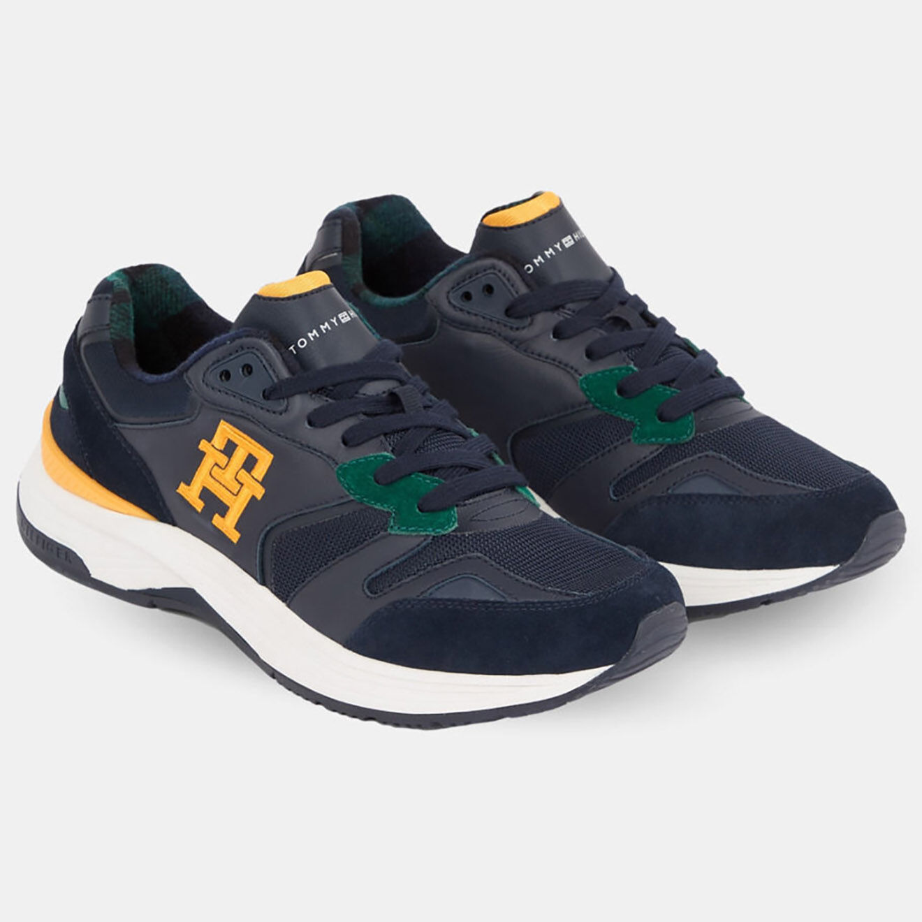 Tommy Hilfiger Baskets running en Cuir Modern Prep bleu marine/jaune