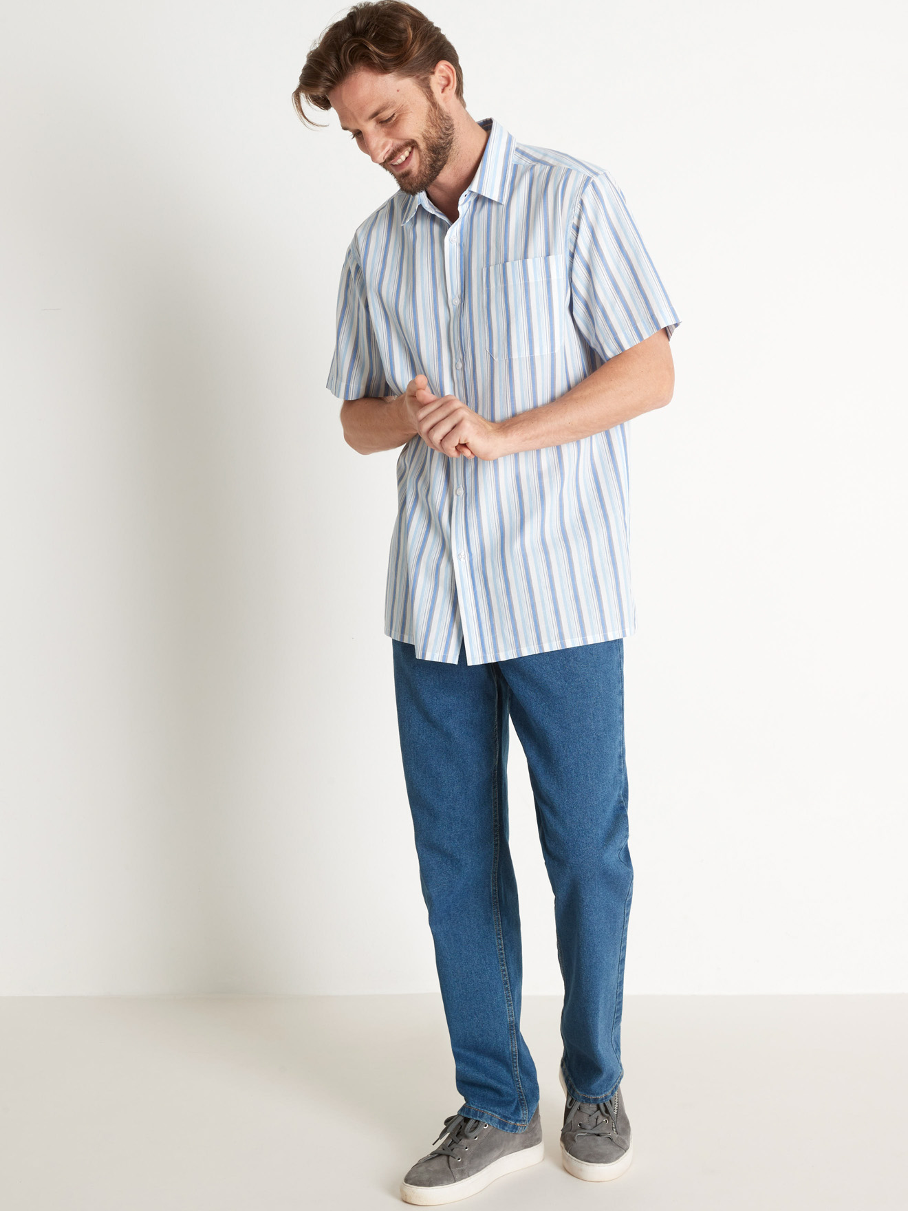 Chemise pur coton, manches courtes