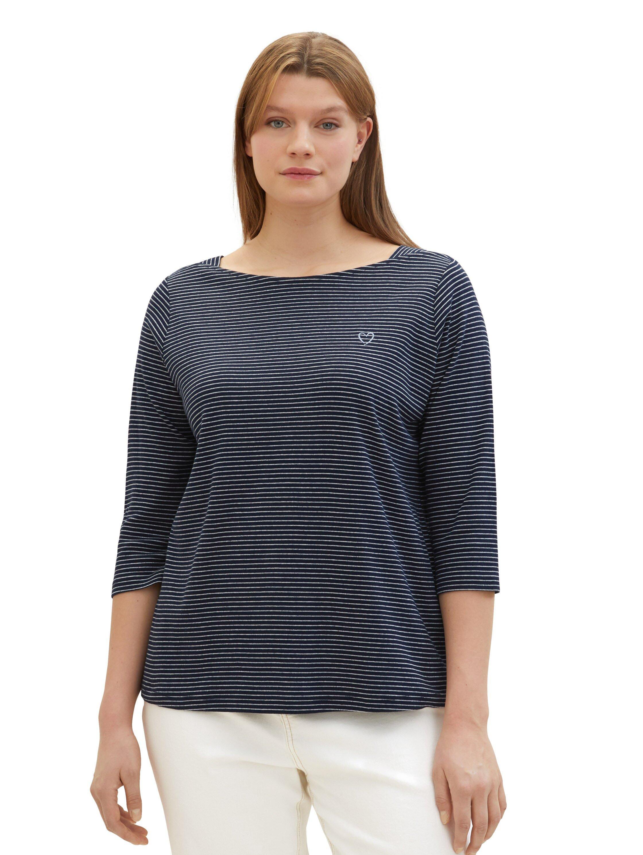 Ringelshirt mit U-Boot-Ausschnitt und 3/4-Arm
