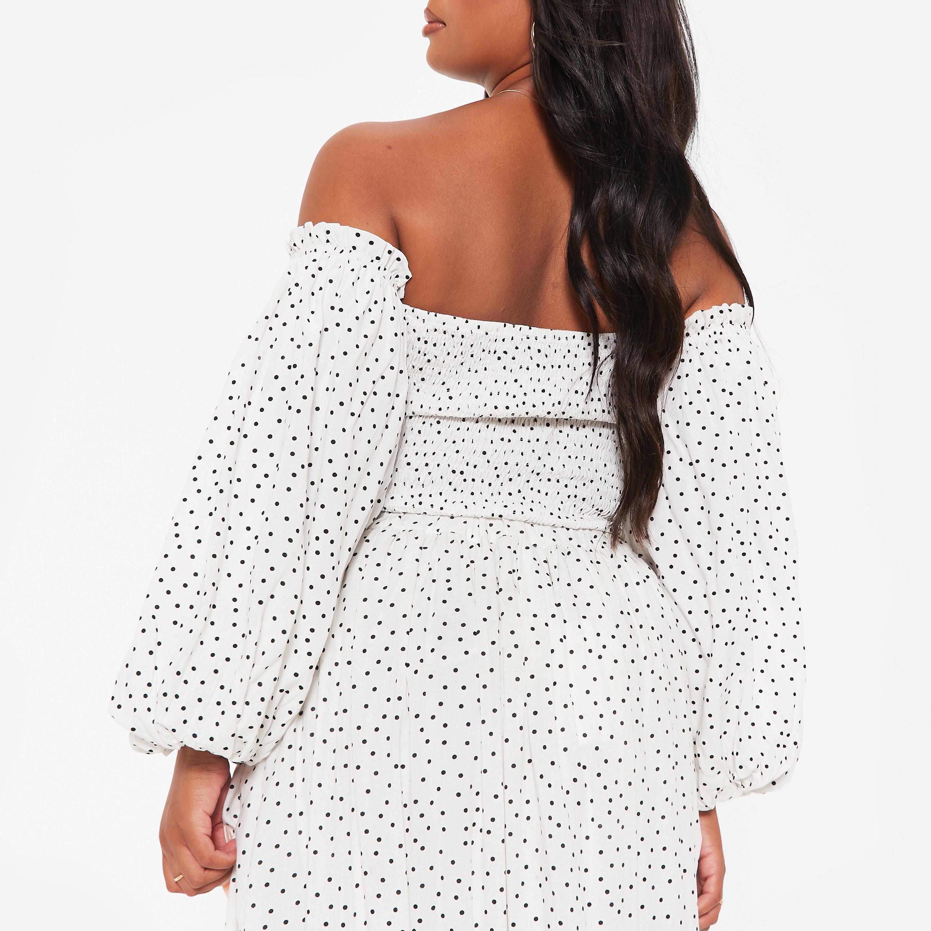 I Saw It First ISAWITFIRST Printed Shirred Puff Sleeve Bandeau Crop Top Co Ord