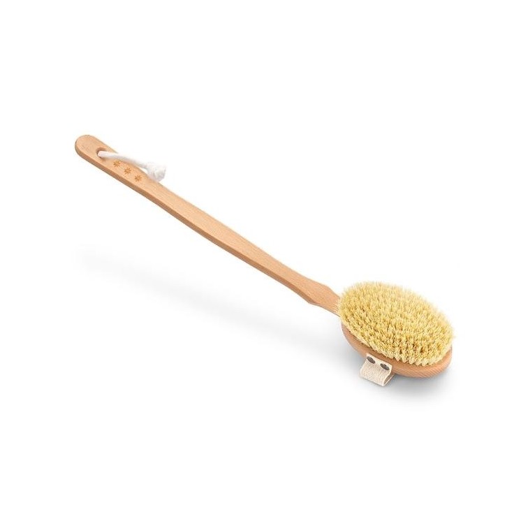 HHUUMM Massageborstel voor droog lichaam met stok no.2 Tampico vezel 1 stuk