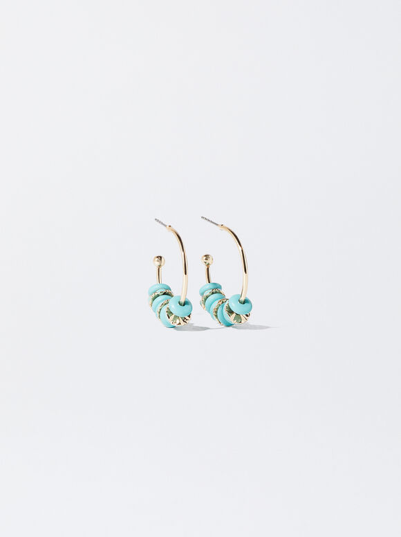 Brincos de argola esmaltados - Azul