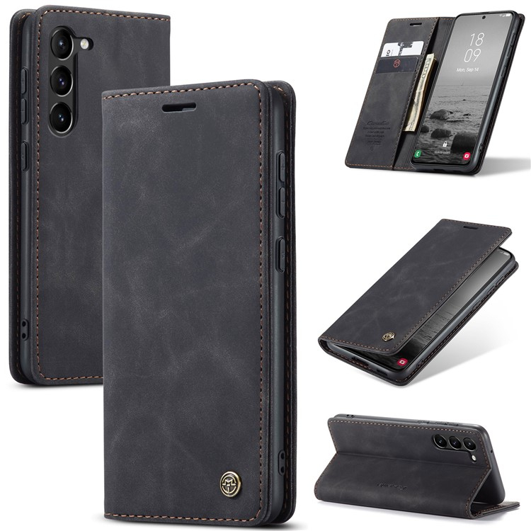 Samsung Galaxy S24 Leder Tasche Flip Wallet Etui mit Kartenfächern - Schwarz