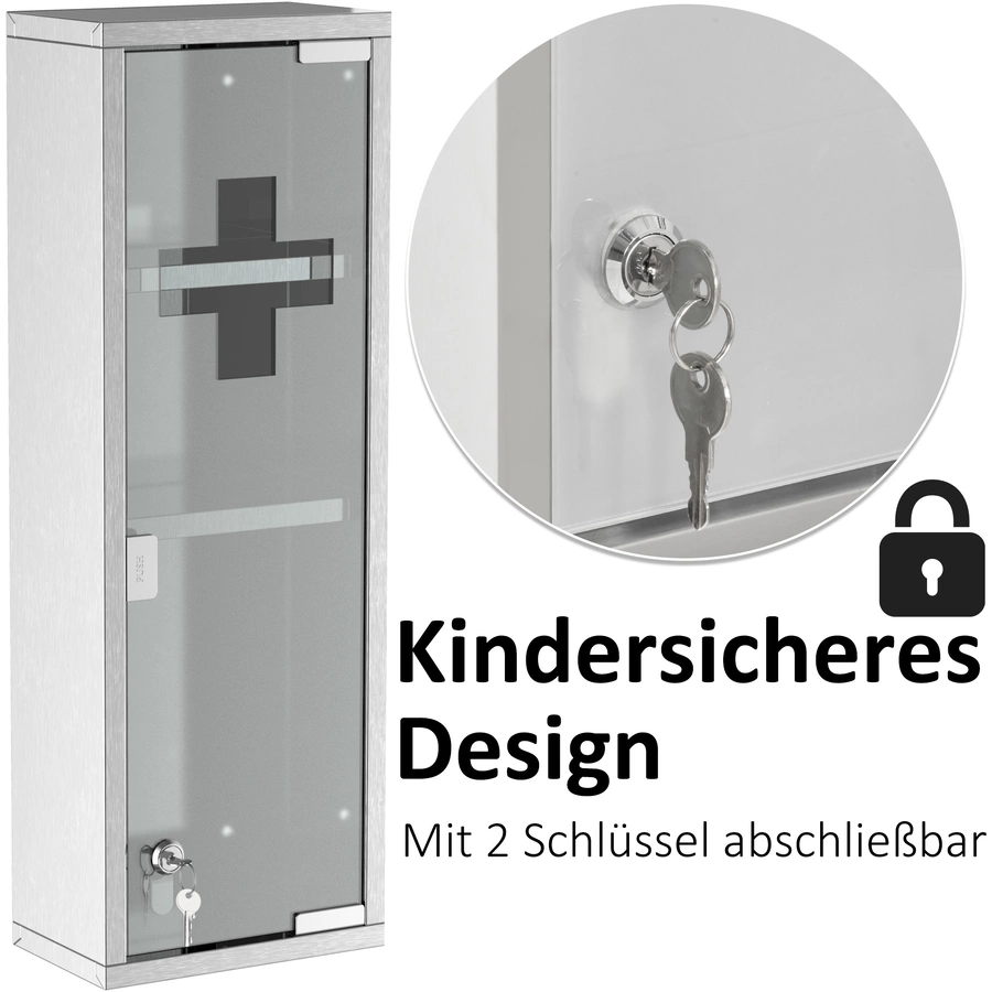 kleankin Arzneischrank mit Schloss silber