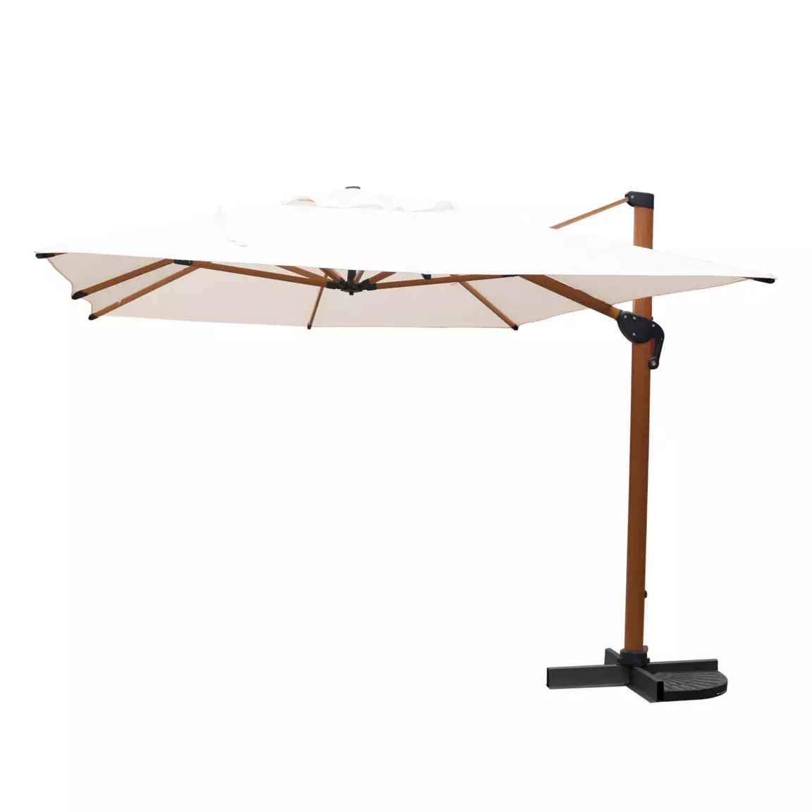Parasol déporté rectangulaire aluminium (4 x 3 m) Yucatan effet Bois et blanc