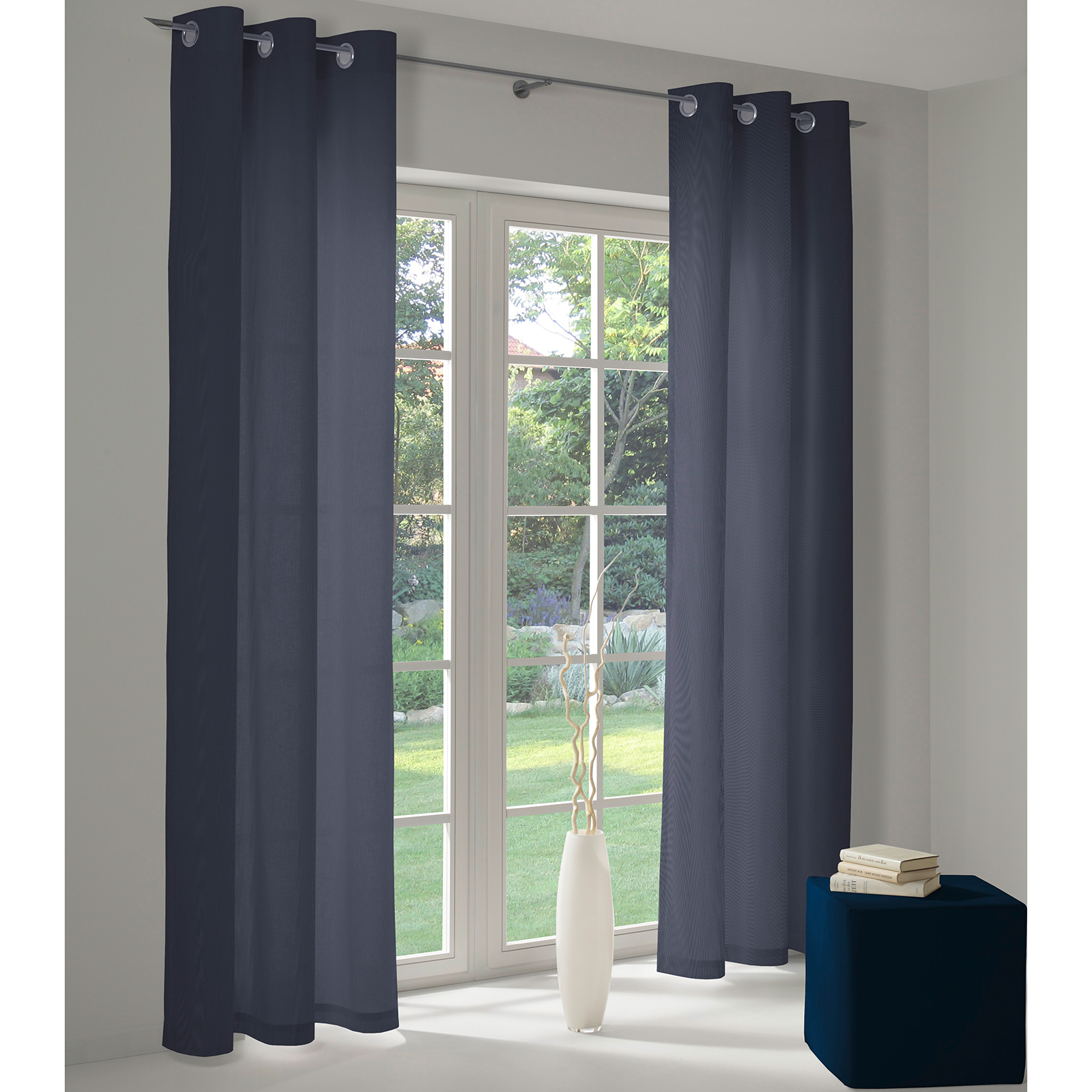 Einzelschal mit Ösen UNI COLLECTION LIGHT - königsblau - 145x145 cm
