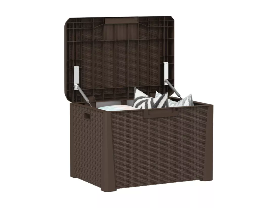 Boîte de rangement de jardin marron 125 L PP