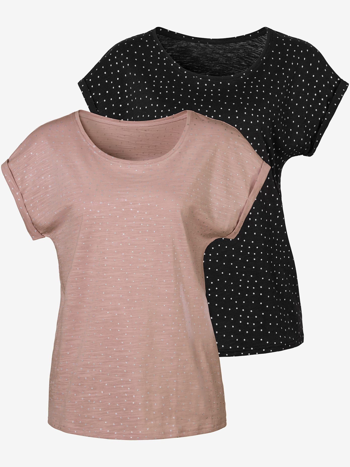 T-shirts vivance avec petits pois pailletés couleur argent